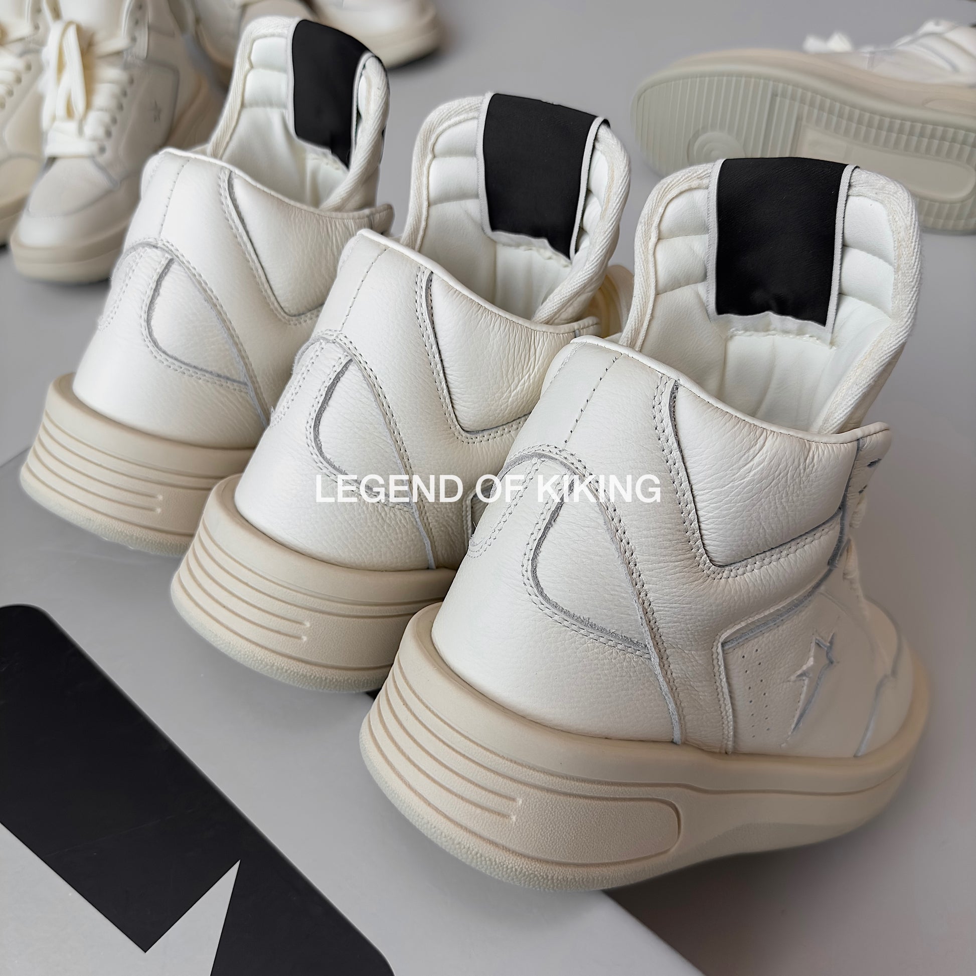 RO High-Top Leather Sneakers - Rick Owens Round-Toe Lace-Ups