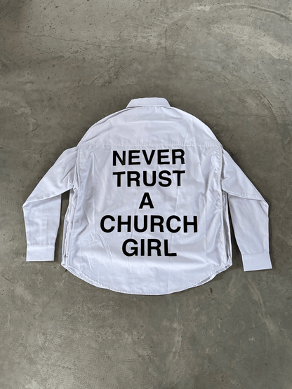 Hood By Air Religious Girl Print Shirt – White Oversized Casual Fit