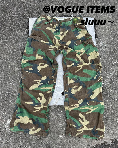Vintage M65 Remake Camo Work Pants - Baggy Wide-Leg Trousers Playboi Carti
