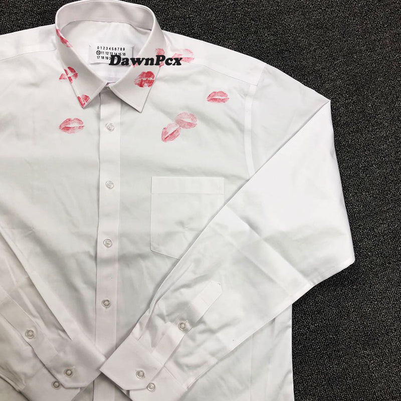 Maison Red Lips Print Shirt - Pure Cotton Margiela External Stitching
