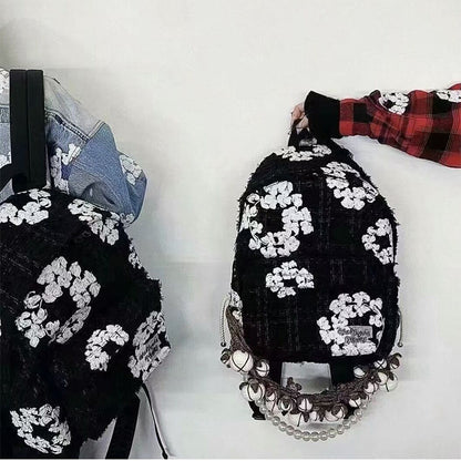 READYMADE x Denim Tears Collaboration Chanel-Style Backpack Intricate Embroidery - Black