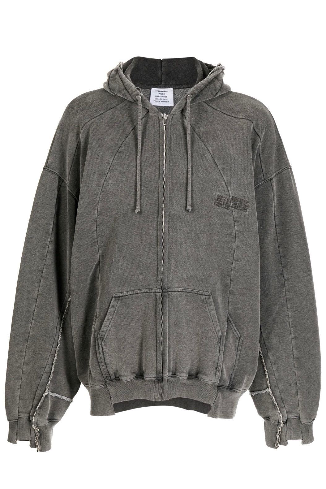 Vetements 23FW Heavy Washed Distressed Deconstructed Zip Hoodie