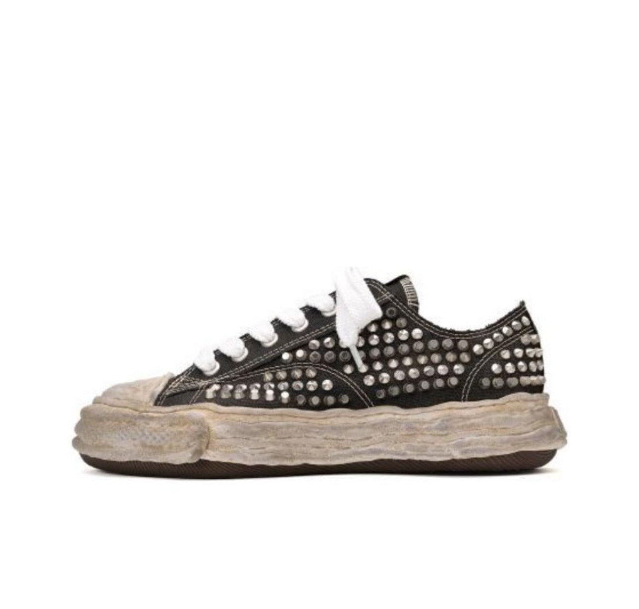 Mihara MMY A13FW736 Studded Distressed Sneakers Melting Canvas Shoes
