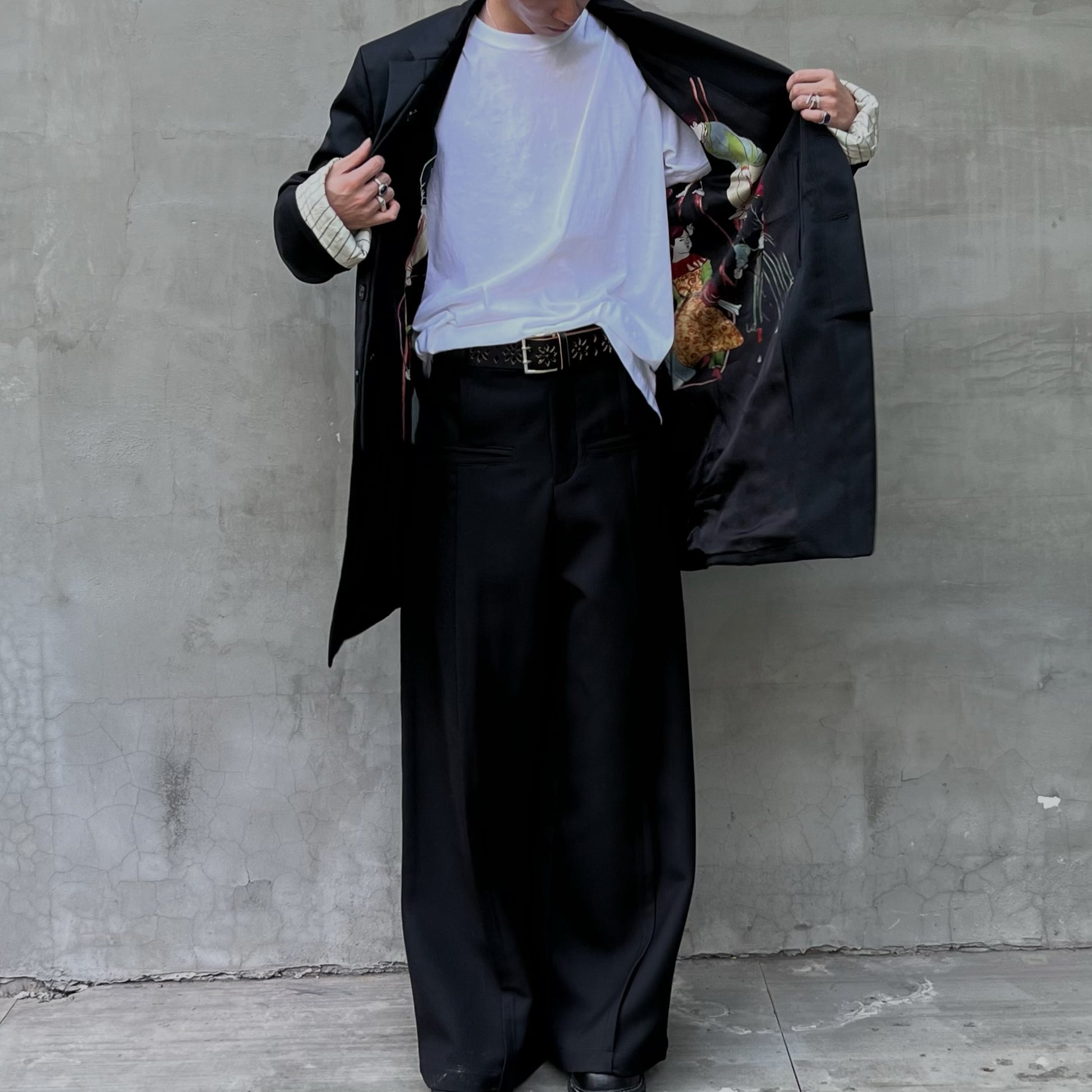 Yohji Rokumeikan Double-Breasted Double-Faced Layered Jacket Blazer