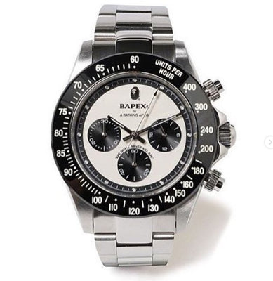 BAPEX TYPE 3 Triple-Eye Primate Head Watch - Panda Dial Quartz Chronograph