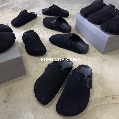 Five-Toe Birkenstock Closed-Toe Slip-On Mules Leather Flat Lazy Shoes