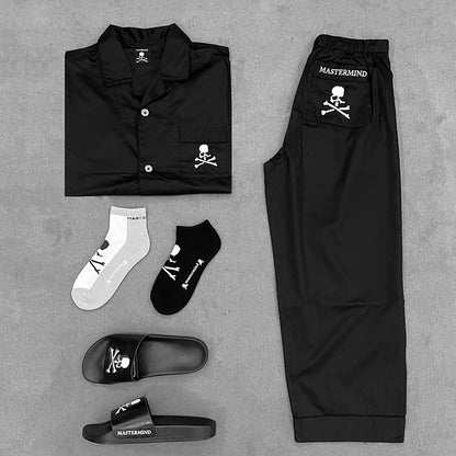 MASTERMIND Ice-Satin Embroidered Skull Pajama Set Couples - MMJ Loungewear