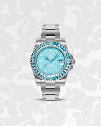 TYPE-1 BAPEX "EMERALD ICE" Mechanical Watch - Tiffany Blue Diamond Edition -  