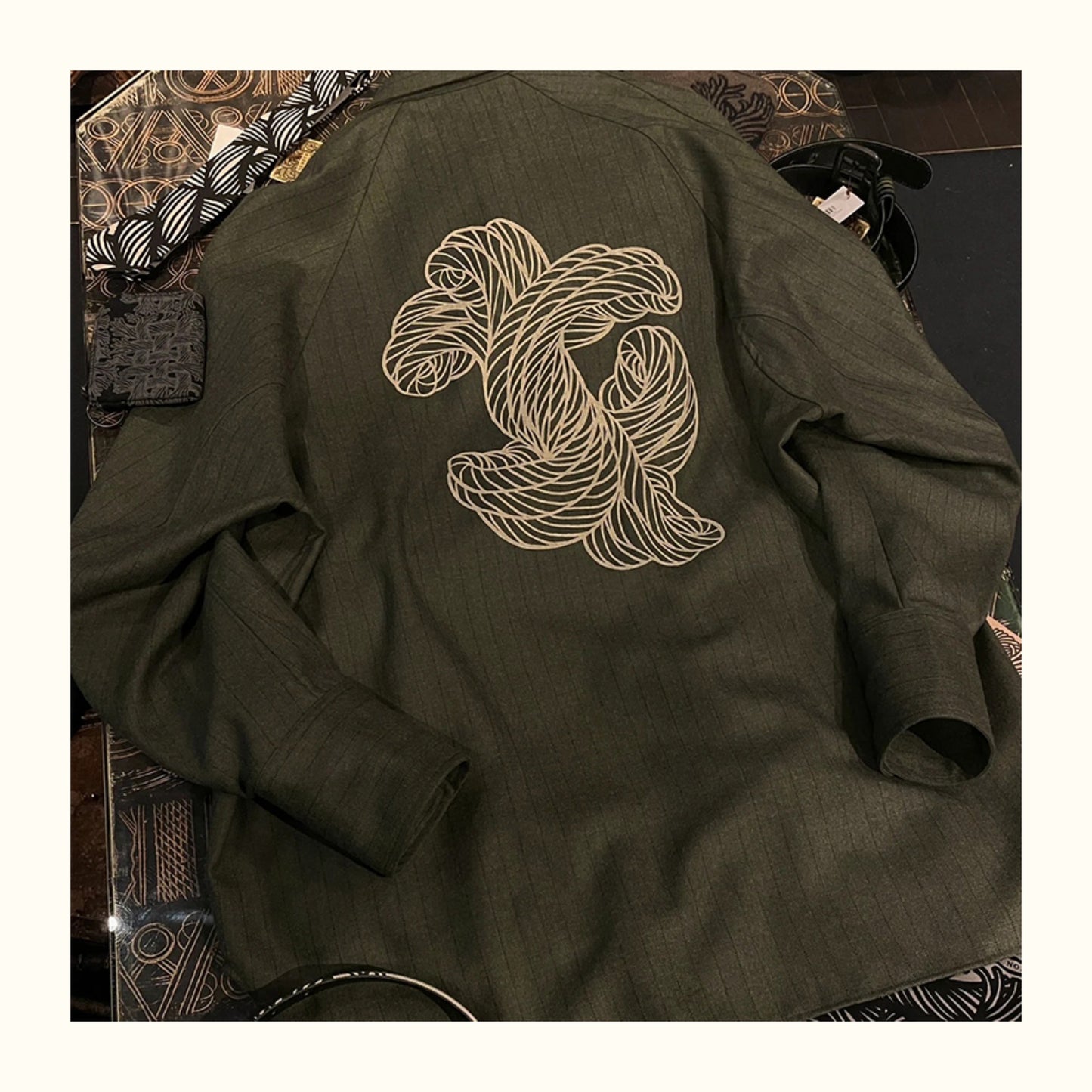 Nemeth 24AW Knot Print Shirt – Oversized Striped Long Sleeve Jacket