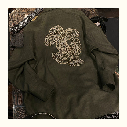 Nemeth 24AW Knot Print Shirt – Oversized Striped Long Sleeve Jacket
