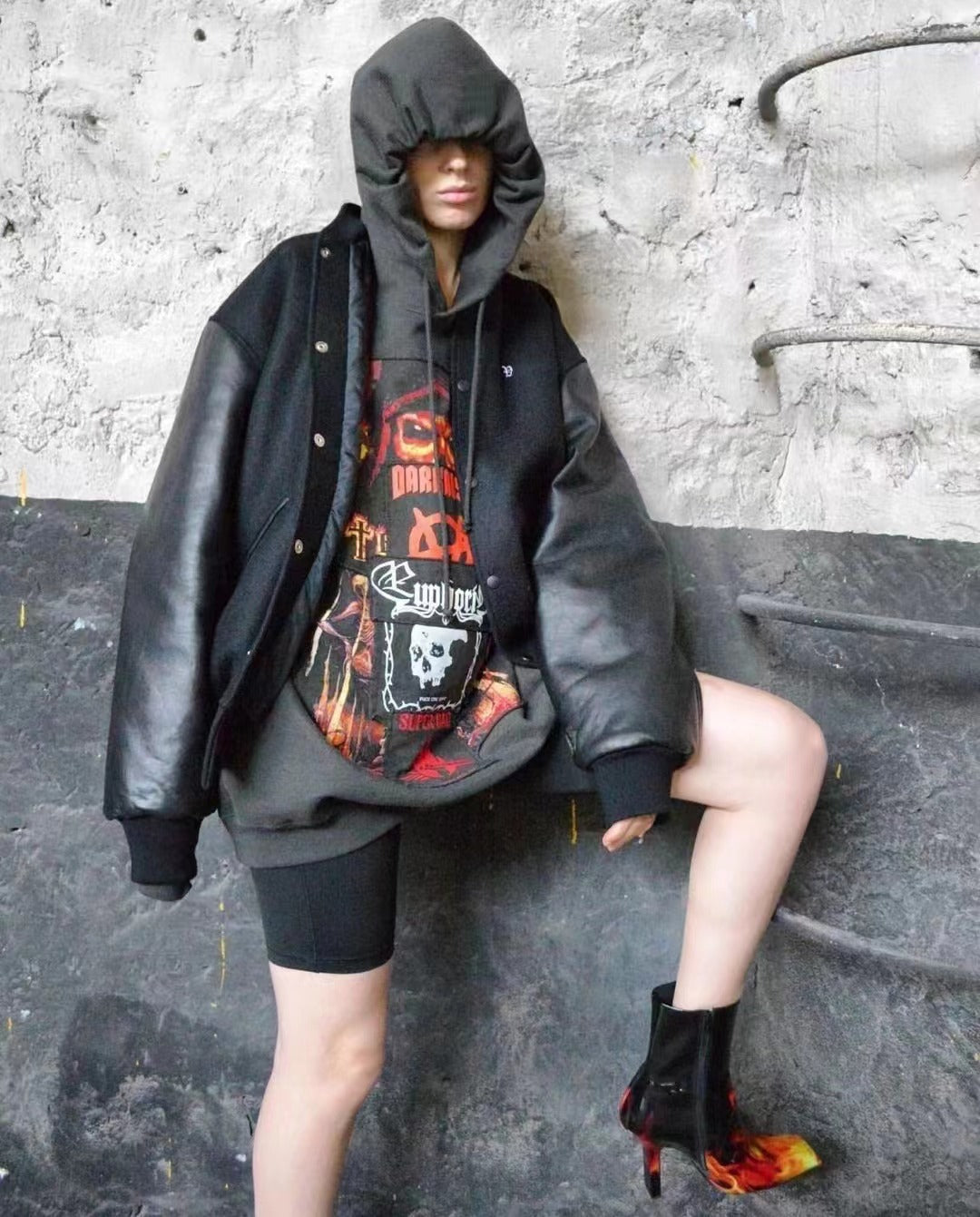 Vetements ’Anti-Tradition’ Heavy Embroidery Patch Distressed Hoodie