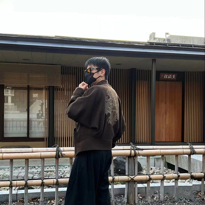 Nemeth Rope-Knit Back Wool Jacket - Curved Blade Design Coat