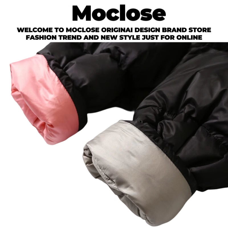 STUSSY 23FW Micro Ripstop Down Parka Black Pink Solid Color Zip Hooded Down Jackets