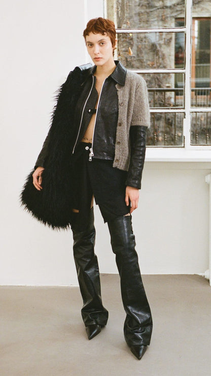Our Legacy Faux Shearling Shoulder Bag - Oversized Furry Tote Faux Fur Crossbody - Black
