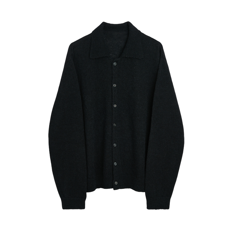 donclick 24FW Our Legacy Mohair Wool Blend Cardigan Light Grey Relaxed Fit Knit - Black