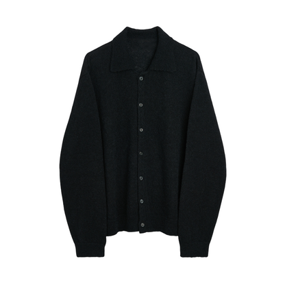 donclick 24FW Our Legacy Mohair Wool Blend Cardigan Light Grey Relaxed Fit Knit - Black
