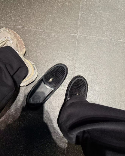 Dagger Loafer - Chorme 925 Silver Accent Black Corduroy Slip-On
