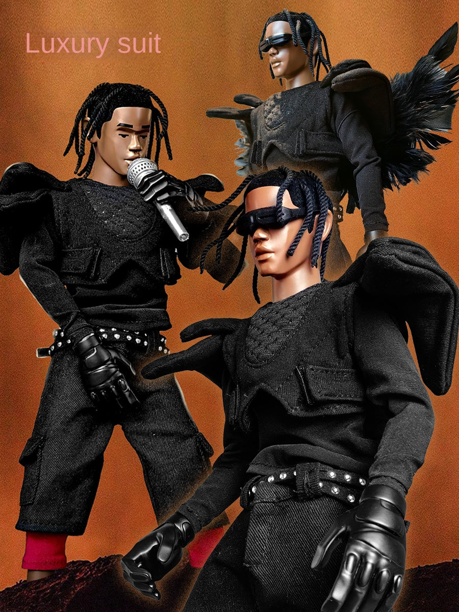 Remake 1/6 Scale Travis Scott Action Figure - Collectible Gift Set - ts doll black double set of clothing deluxe