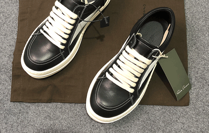 RO 22SS Vintage Leather Low-Top Sneaker Rick Owens - Black/Milk - 