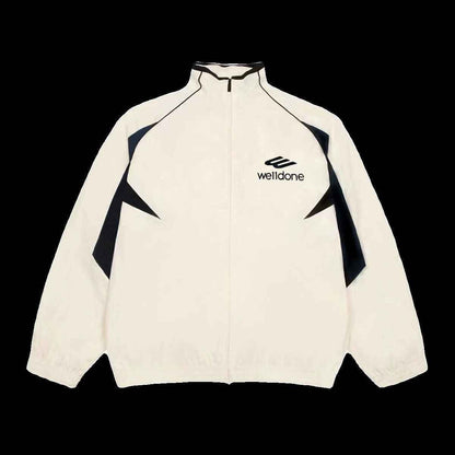 WE11DONE WHITE Color Block Casual Streetwear Retro Sport Jacket Windbreaker Coat - Size avaliable S,M,L