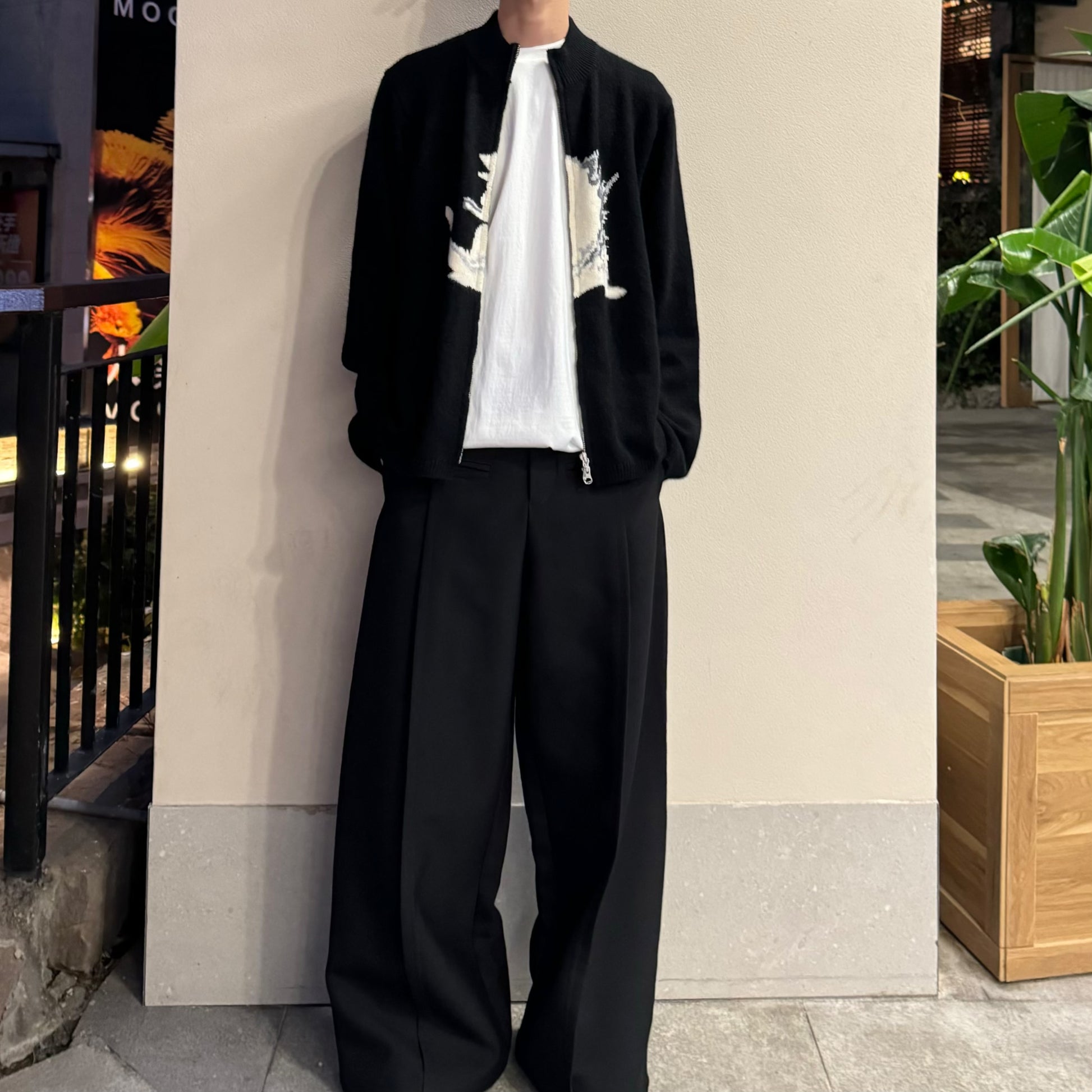 Yohji Yamamoto Y’s Men Godzilla Wool Knit Double-Zip Cardigan Jacket