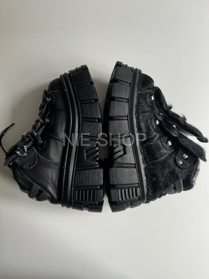 Y2K Collab vetements Punk Metal Chunky Platform Shoes - Pony Hair Vers