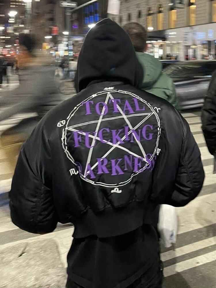 Revised Vetements Pentagram Bomber - Cropped Hooded Jacket  Size avaliable XS~L / Black
