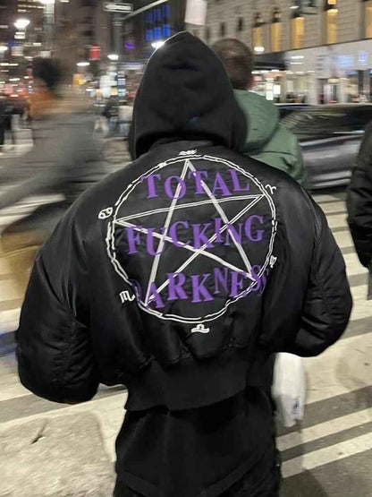 Revised Vetements Pentagram Bomber - Cropped Hooded Jacket  Size avaliable XS~L / Black