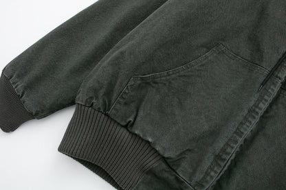 J130 Heavyweight Vintage Washed Hooded Jacket Unisex Retro Outerwear