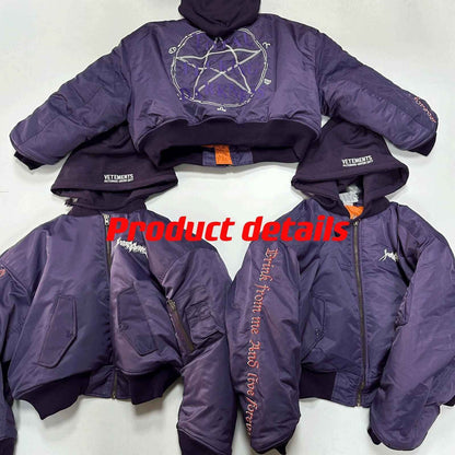 Revised Vetements Pentagram Bomber - Cropped Hooded Jacket  