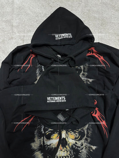 Vetement VTM Padded Shoulder Ghost Face Hoodie Heavyweight Outerwear
