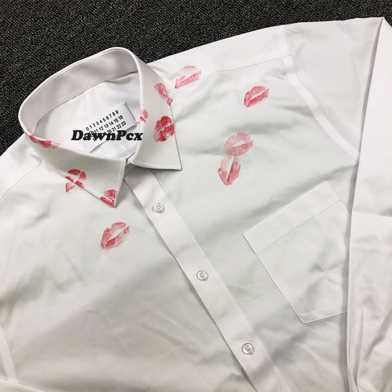 Maison Red Lips Print Shirt - Pure Cotton Margiela External Stitching