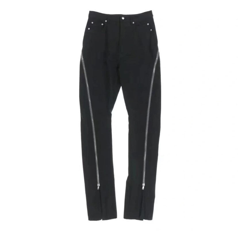 Rick Owen ACBT Dark Multi-Zip Wide-Leg Stacked Slimming Flared Denim Trousers