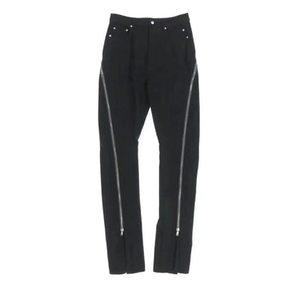 Rick Owen ACBT Dark Multi-Zip Wide-Leg Stacked Slimming Flared Denim Trousers