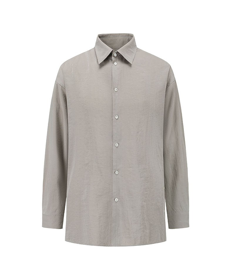 LEMAIRE 25SS New Glossy Dry Silk Shirt – Sage Green Black Edition