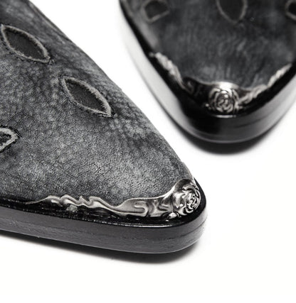 Top-Grain Leather Sole Chelsea Boots -Handcraft Distressed Western Metal Toe Cap