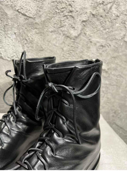 424 on Fairfax Ankle Boots - SS22 Crinkled Zip High-Top Retro Thick-Soled Lambskin