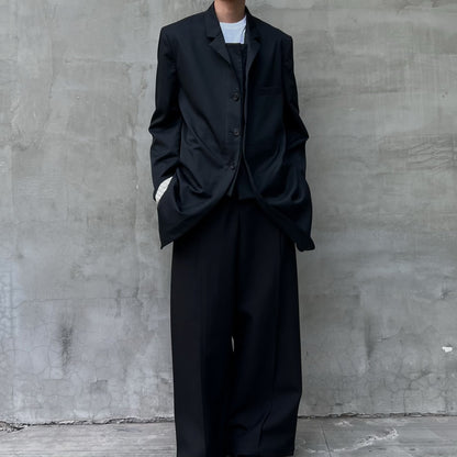 Yohji Rokumeikan Double-Breasted Double-Faced Layered Jacket Blazer