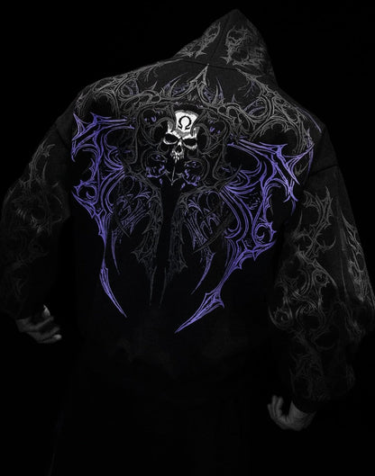 Breathedivinity Dark Gothic Zip-Up Hoodie - 420g French Terry