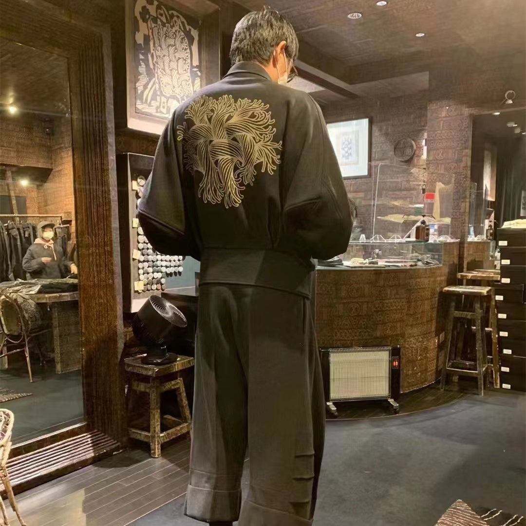 Nemeth Rope-Knit Back Wool Jacket - Curved Blade Design Coat