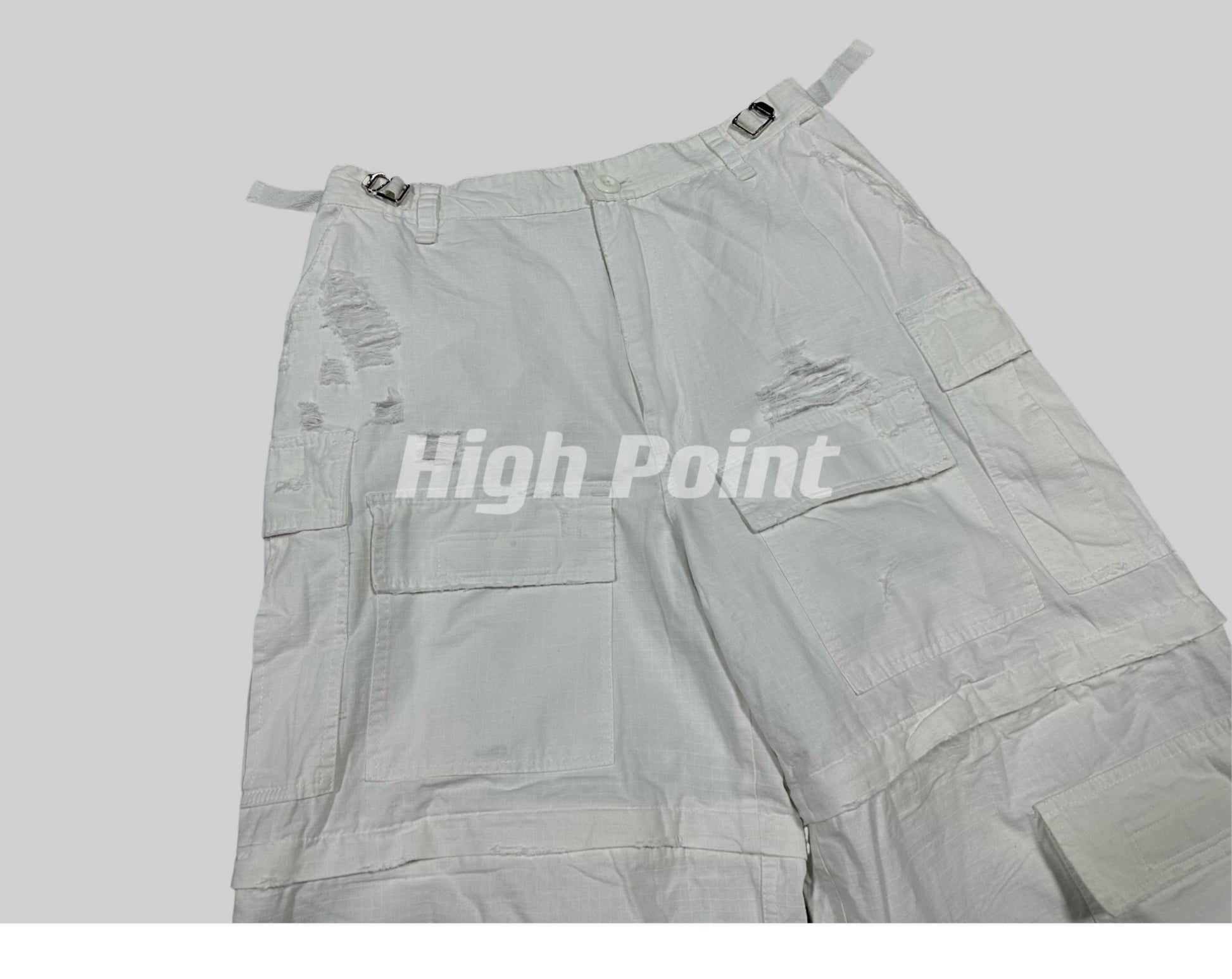 23AW Runway Designer B Vers. Off-White Distressed Cargo Work Pants Detachable - Size avaliable S M L XL
