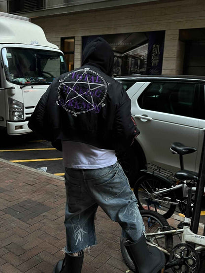 Revised Vetements Pentagram Bomber - Cropped Hooded Jacket  