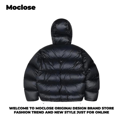 STUSSY 23FW Micro Ripstop Down Parka Black Pink Solid Color Zip Hooded Down Jackets