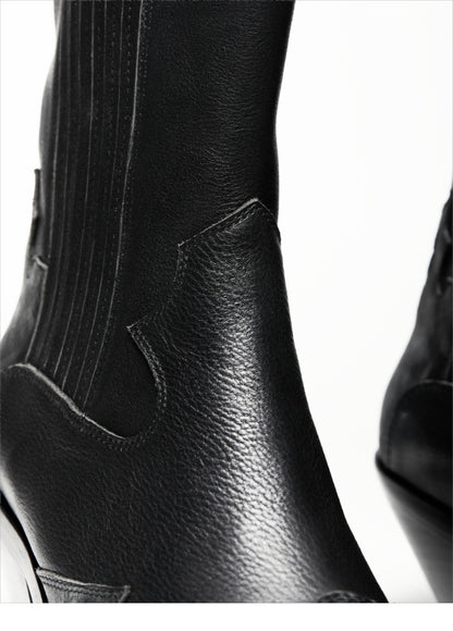 Top-Grain Leather Sole Chelsea Boots -Handcraft Distressed Western Metal Toe Cap