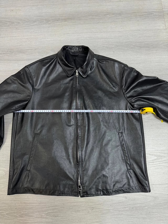 Yohji Yamamoto Uchida Suzume - Wheel of Fortune Portrait Print Genuine Leather Jacket