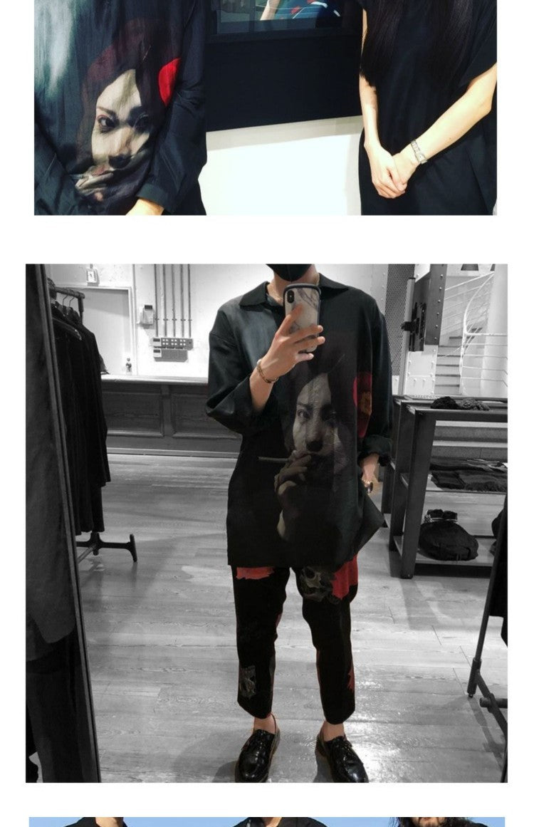 Suzume Uchida "Smoking Girl" Silk Shirt - Yohji Archive Darkwear -  