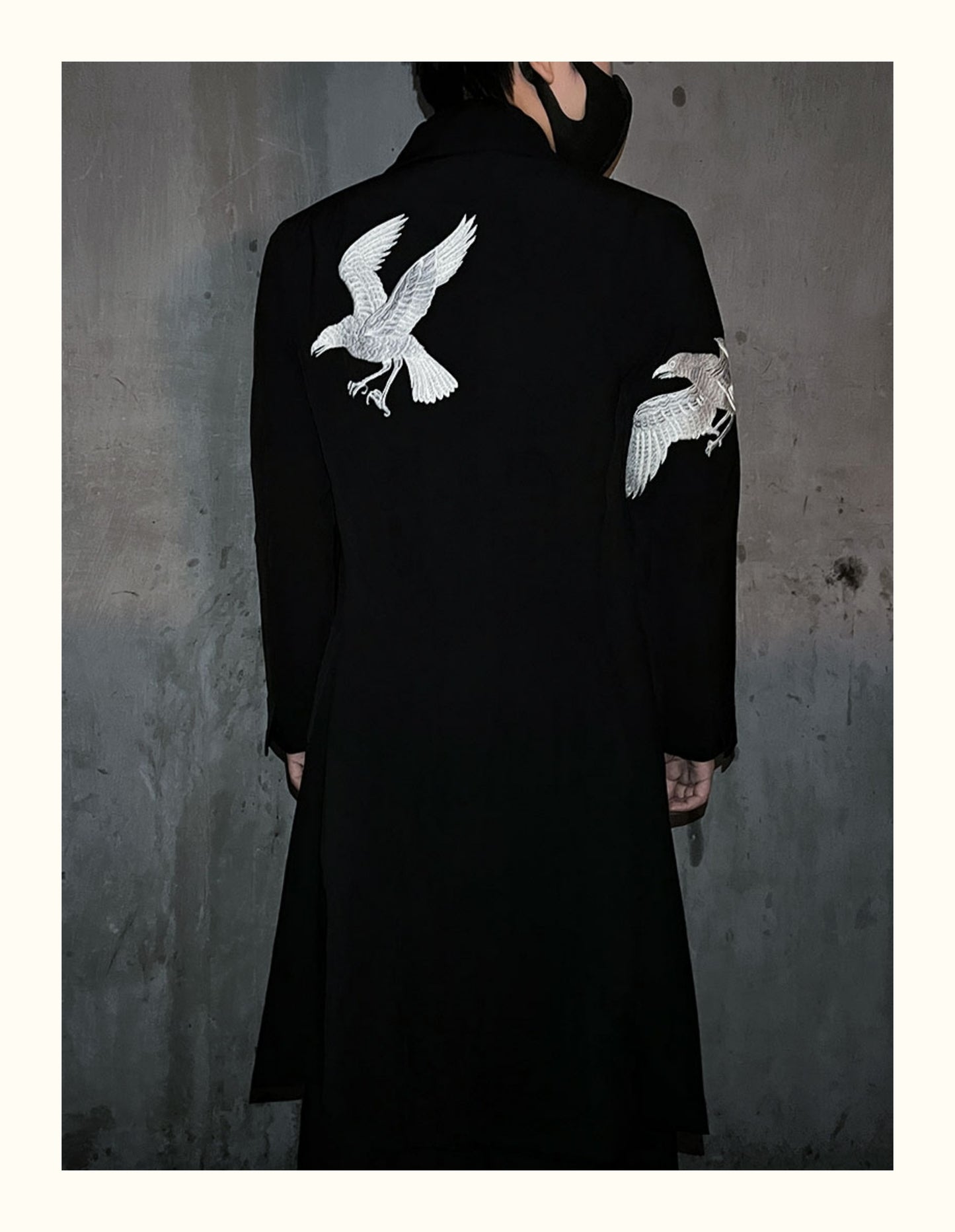 Yohji Yamamoto Dark 21AW Long Blazer Coat Dual Crow Embroidery on Back