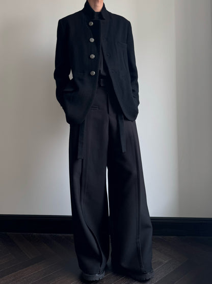 Custom-made Yohji Yamamoto Dark 100% Wool Blazer Hexagram Silver Buttons Jackets