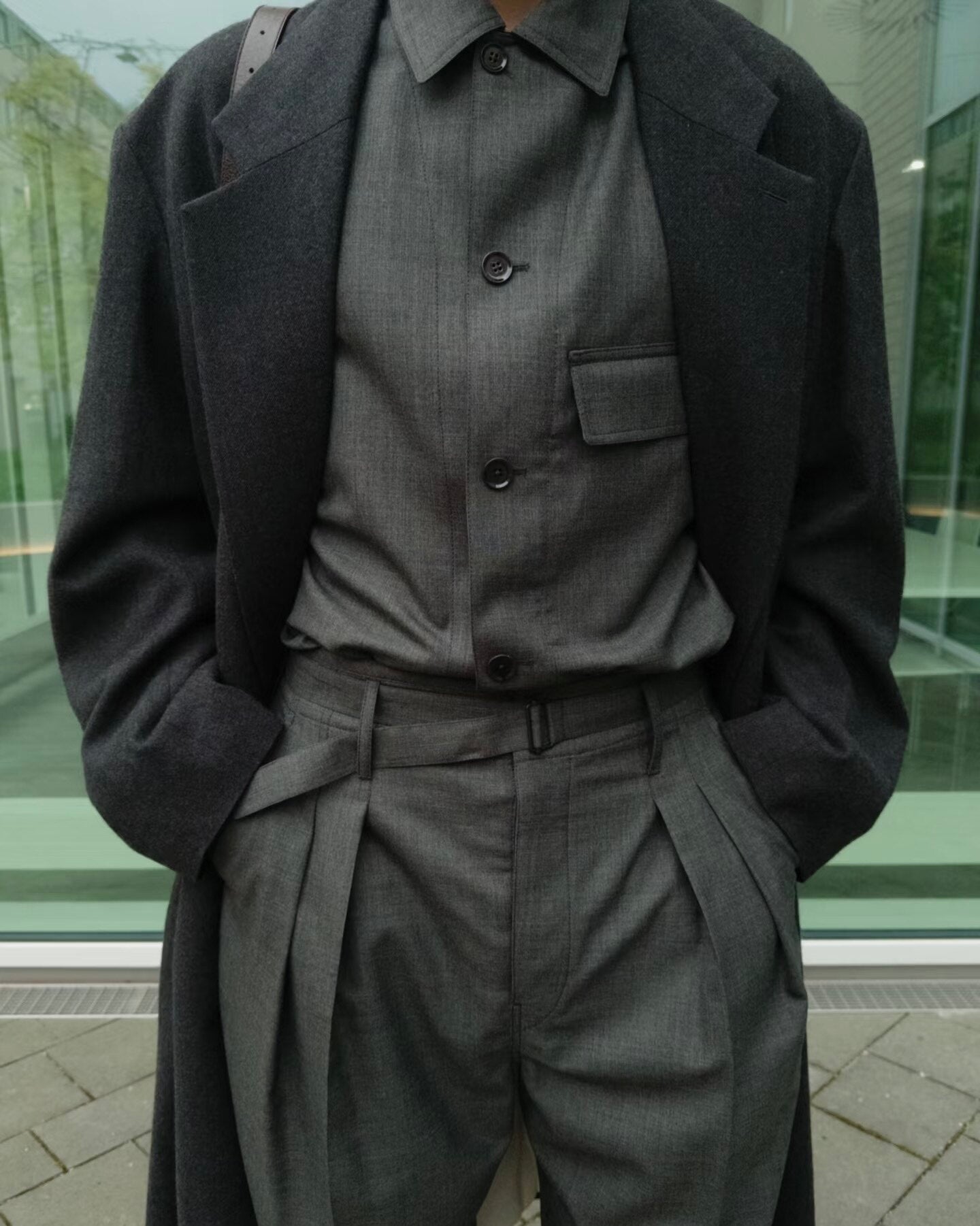 LEM SS25 Black-Grey Wool Shirt Jacket - 100% Wool Button-Front Overshirt