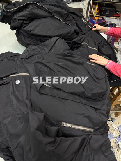 DVN AW24 Asymmetric Cocoon Zip Jacket - Nylon Utility Pants Set Oversized Pocket